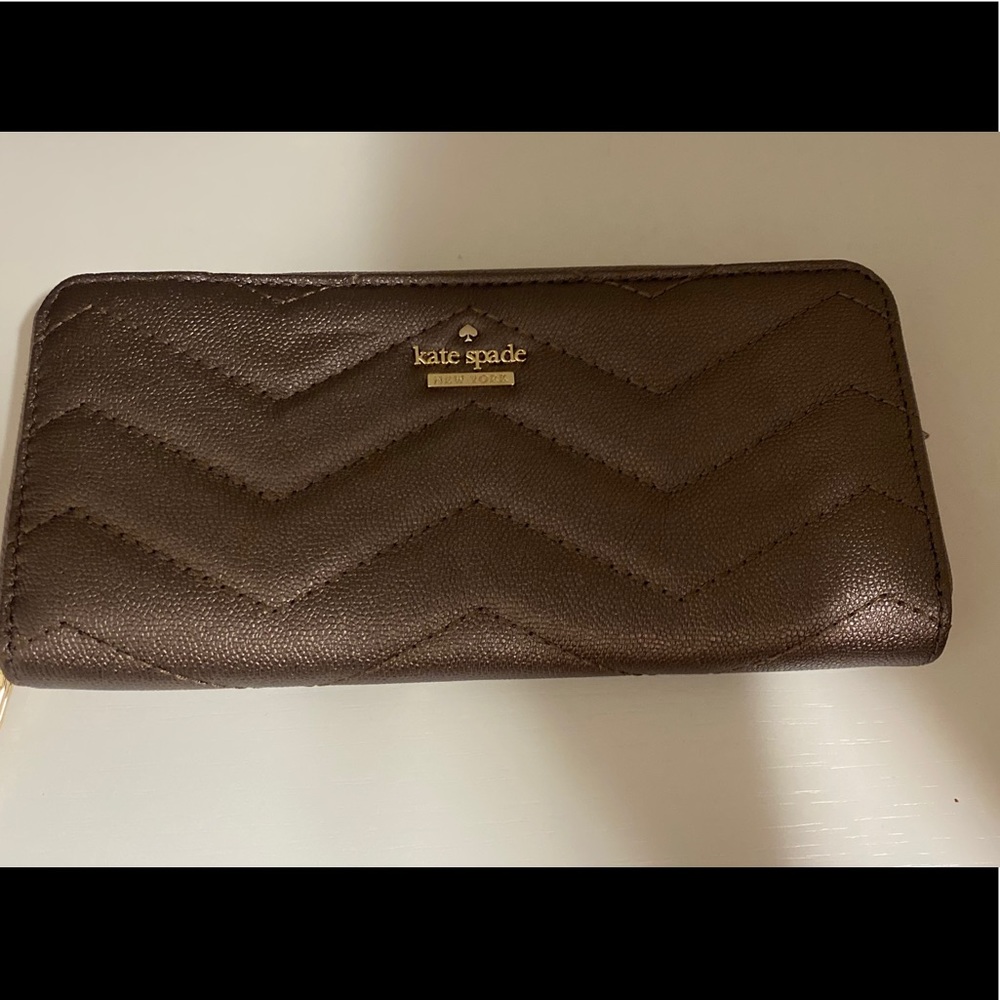 Kate spade leather metallic brown wallet